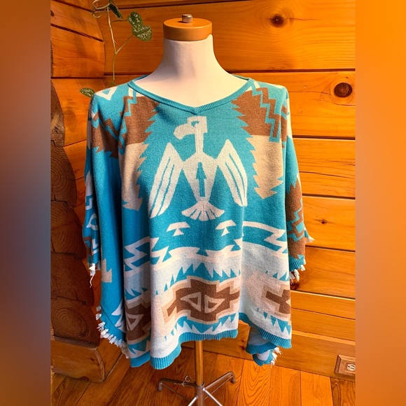 Tasha Polizzi Tops - Tasha Polizzi Turquoise Thunderbird Poncho